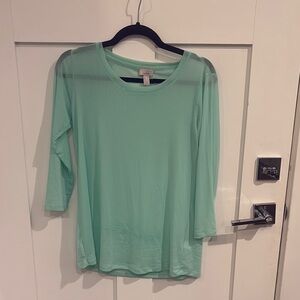 LOGO by Lori Goldstein Seafoam Long Sleeve Sheer Layer